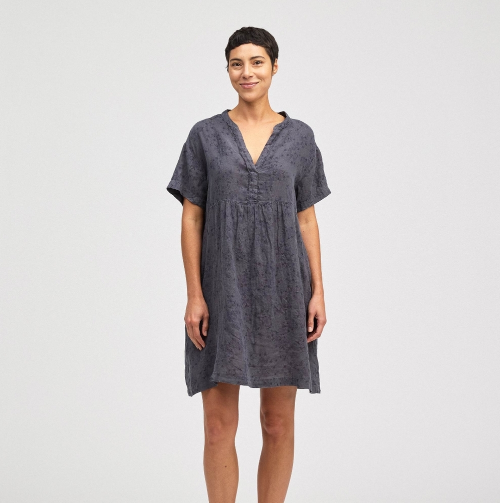 CUT LOOSE Blue Linen Blend Woven V Neck Shift Dress M
